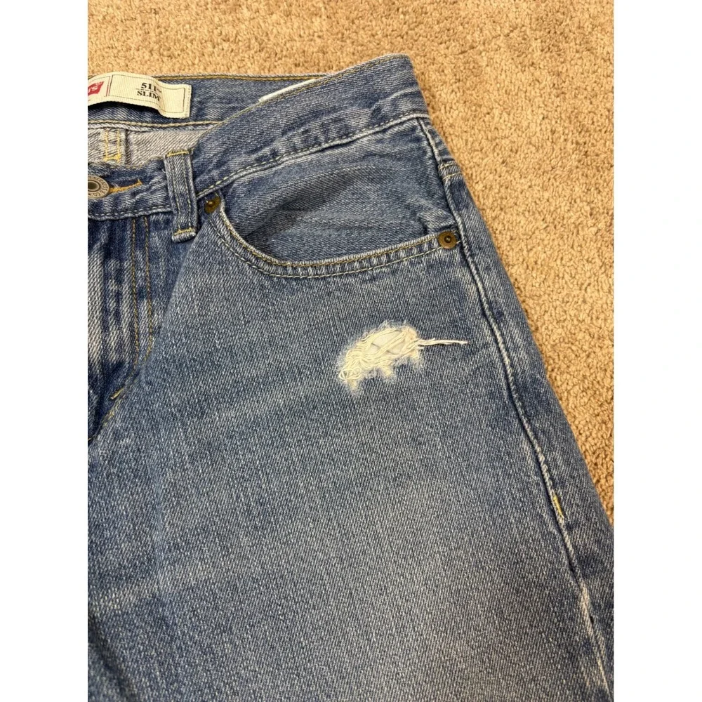 Levi's 511 Slim Fit Mens Jeans Medium Wash Distressed Pockets W28 L28‎